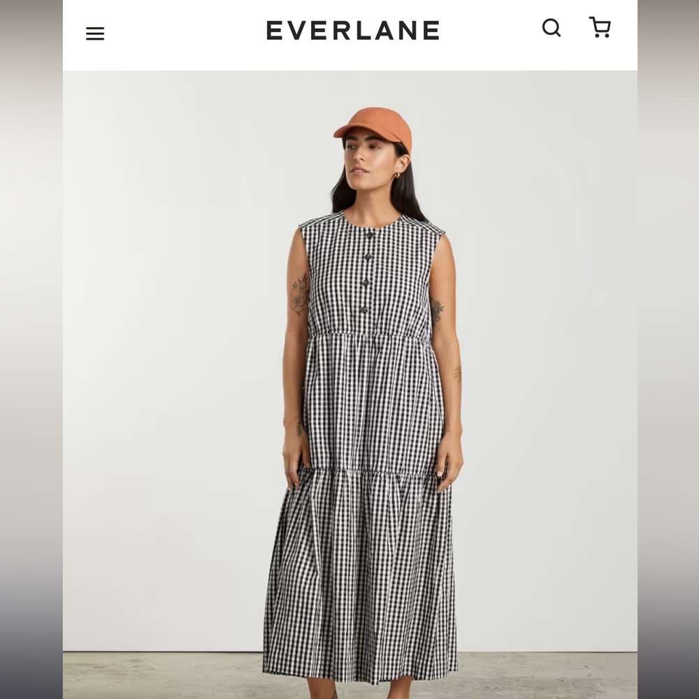 Everlane gingham tiered maxi dress